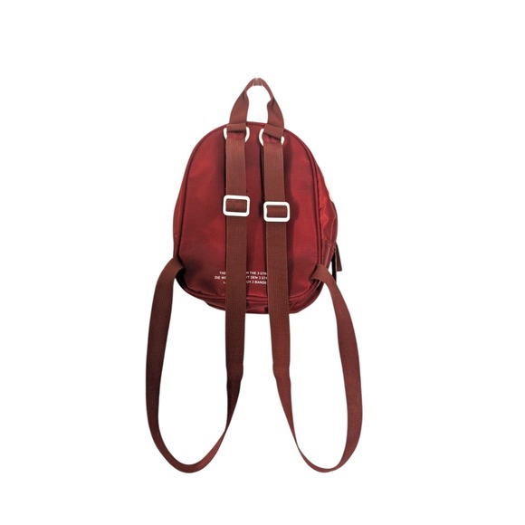 Adidas Backpack Mini Burgundy Red Trefoil Logo School Travel Bag - Picture 3 of 4